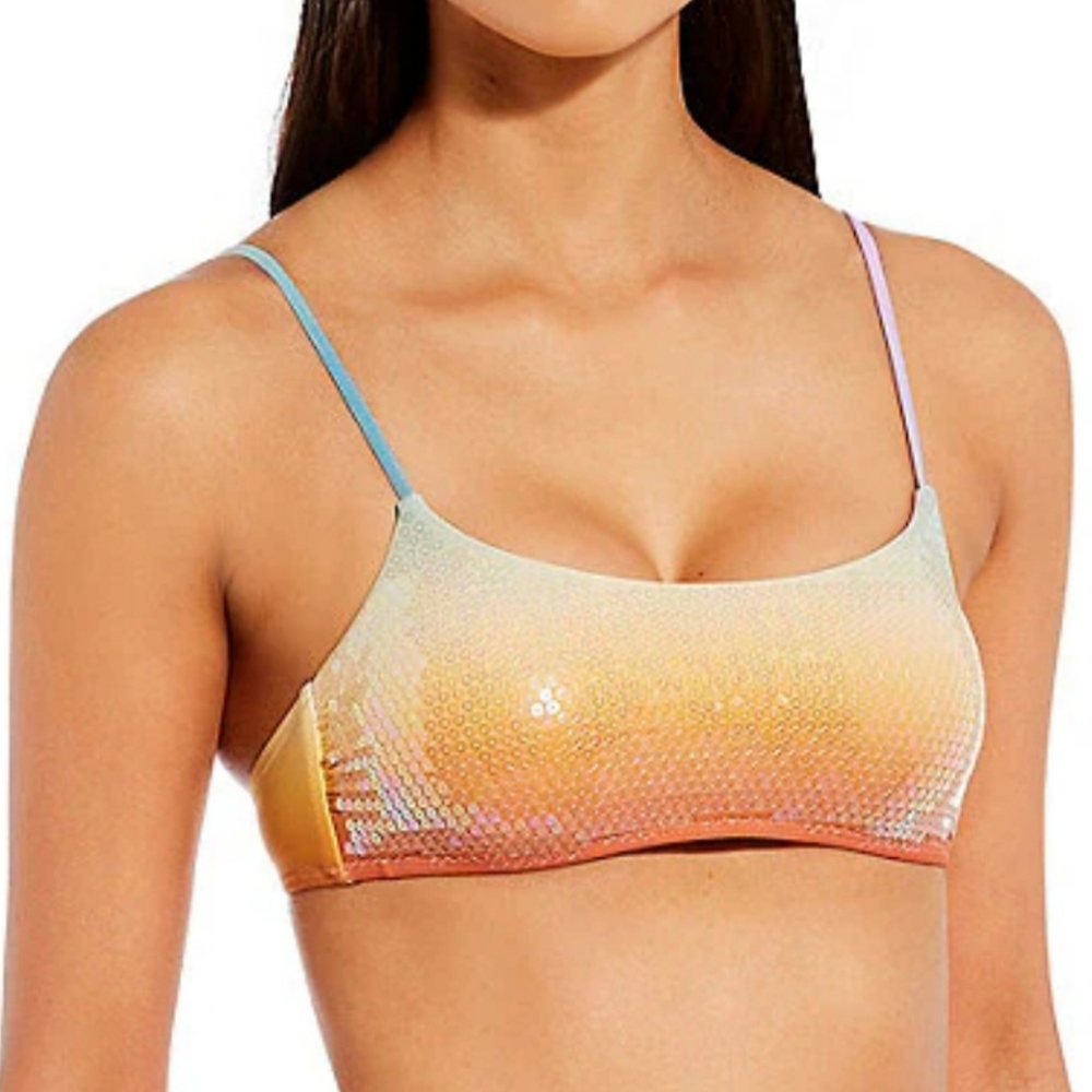 Gianni Bini Dannijo bikini top L sequin Frankie gradient glam swimsuit new $108